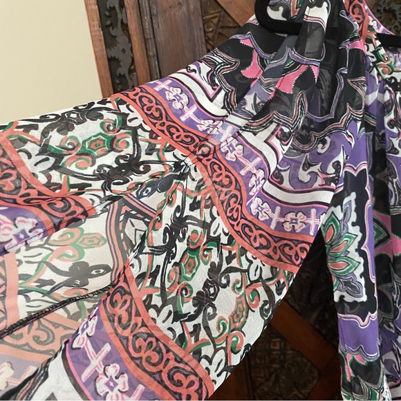 Hale Bob Tribal Print Long Sleeve Blouse, Size XS - Picture 7 of 7